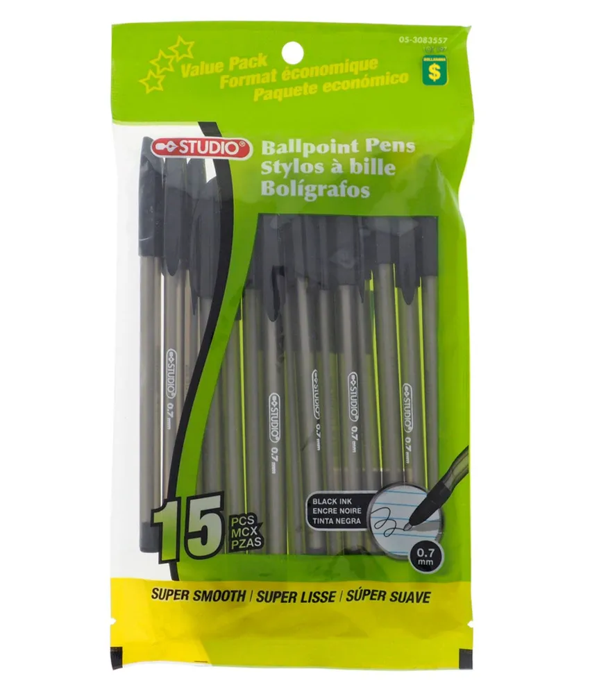 Dollarama 15PK Ball Point Smooth Pens Case of 24 The Pen Centre