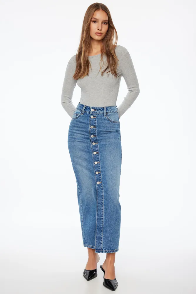 Dynamite Jupe maxi boutonn e en denim The Pen Centre
