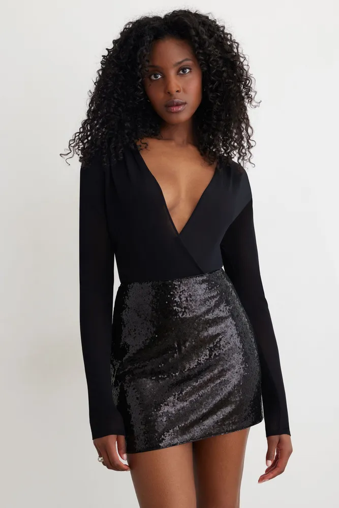 Dynamite Deep V Neck Wrap Bodysuit Bayshore Shopping Centre