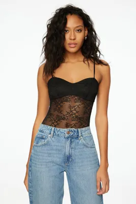 Lace teddy with jeans sale
