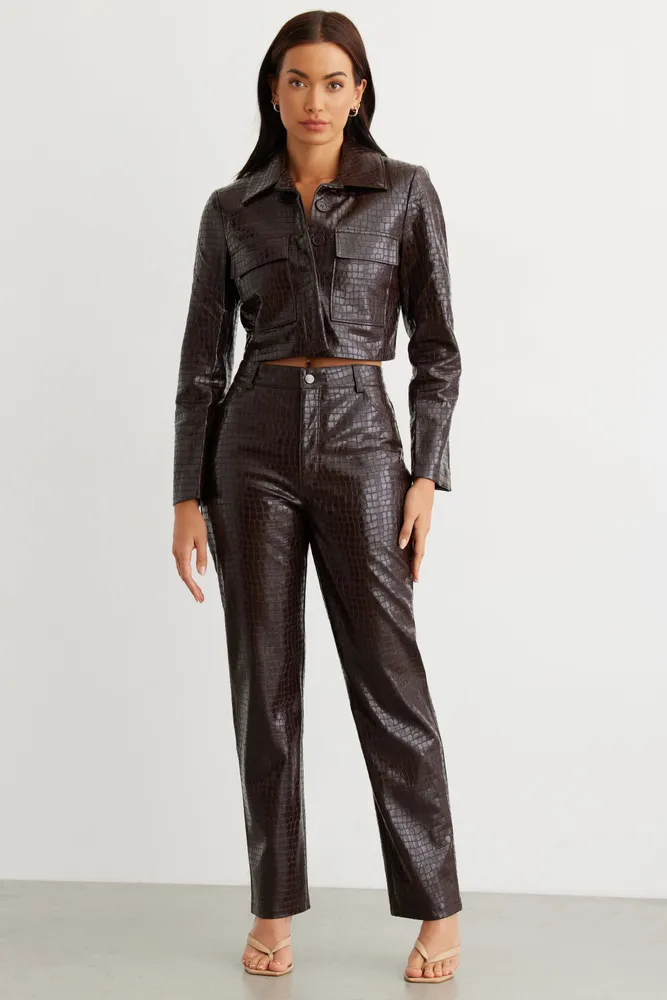 Pantalon simili cuir croco outlet