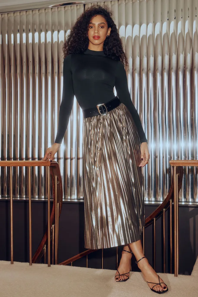 Satin midi skirt dynamite 2025