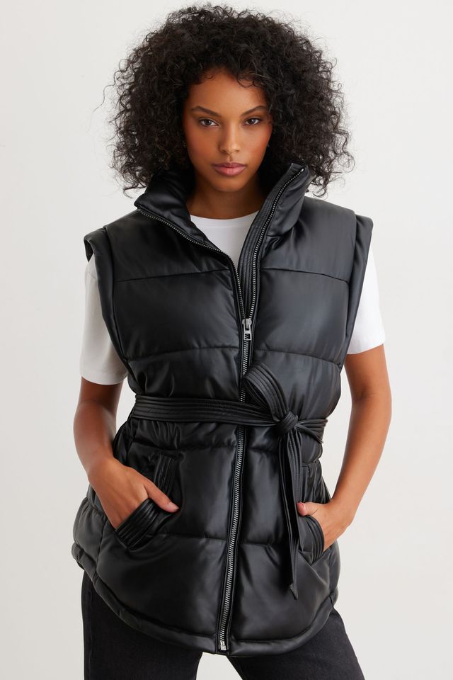 NUTEMPEROR PU LEATHER PUFFER DOWN VEST - ベスト