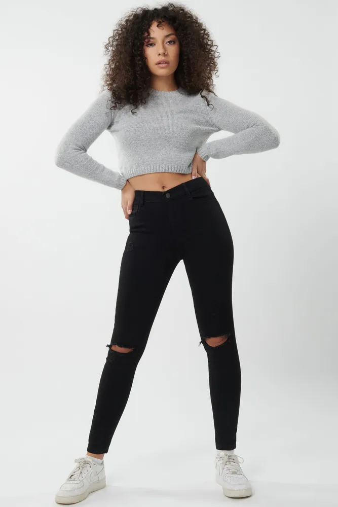 Black outlet destructed jeggings