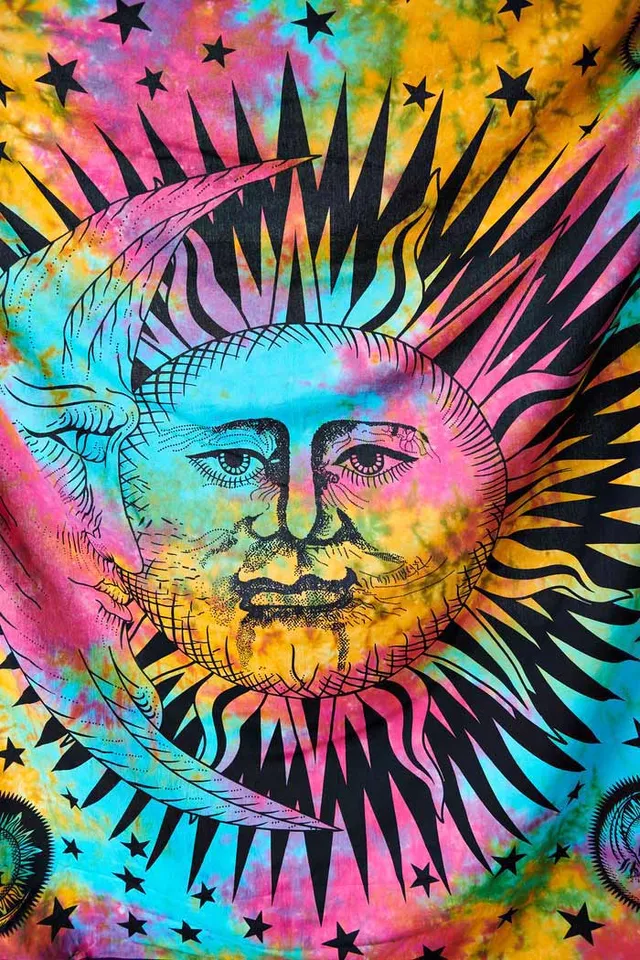Tie dye sun sales and moon tapestry