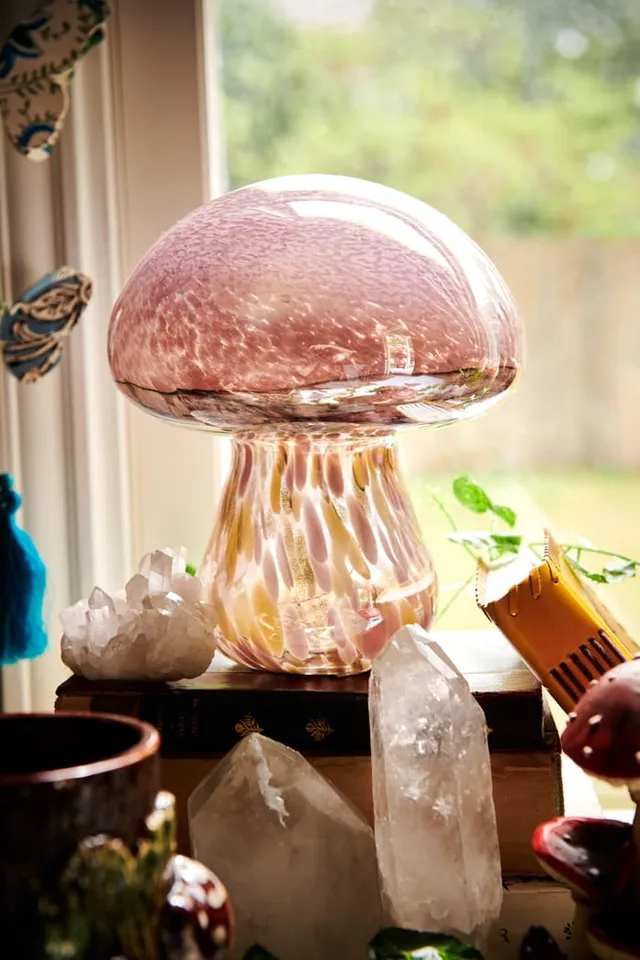 Blown glass mushroom lamp sale