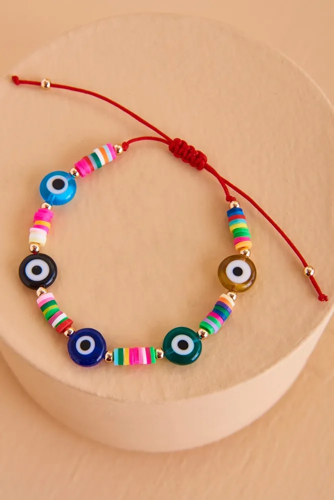 Evil eye top glass bead bracelet
