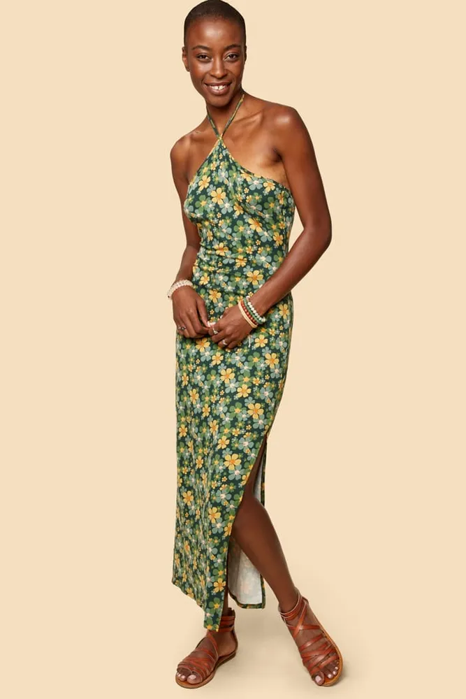 Zara green floral outlet maxi dress