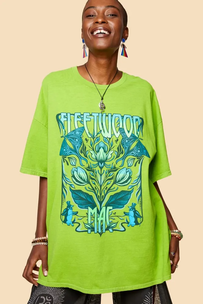 Earthbound Trading Green Fleetwood Mac Oversized Fit T Shirt