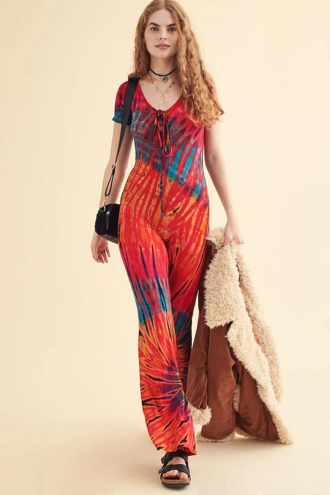 Earth Bound Trading Red Artisan Tie Dye Jumpsuit | Westland Mall