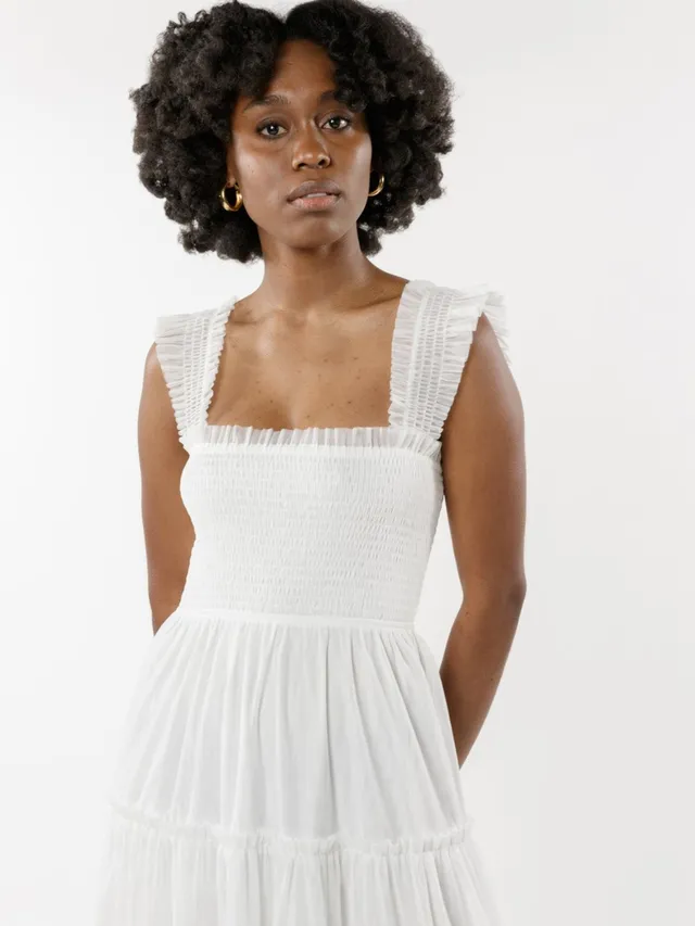 White ruffle strap top cheap