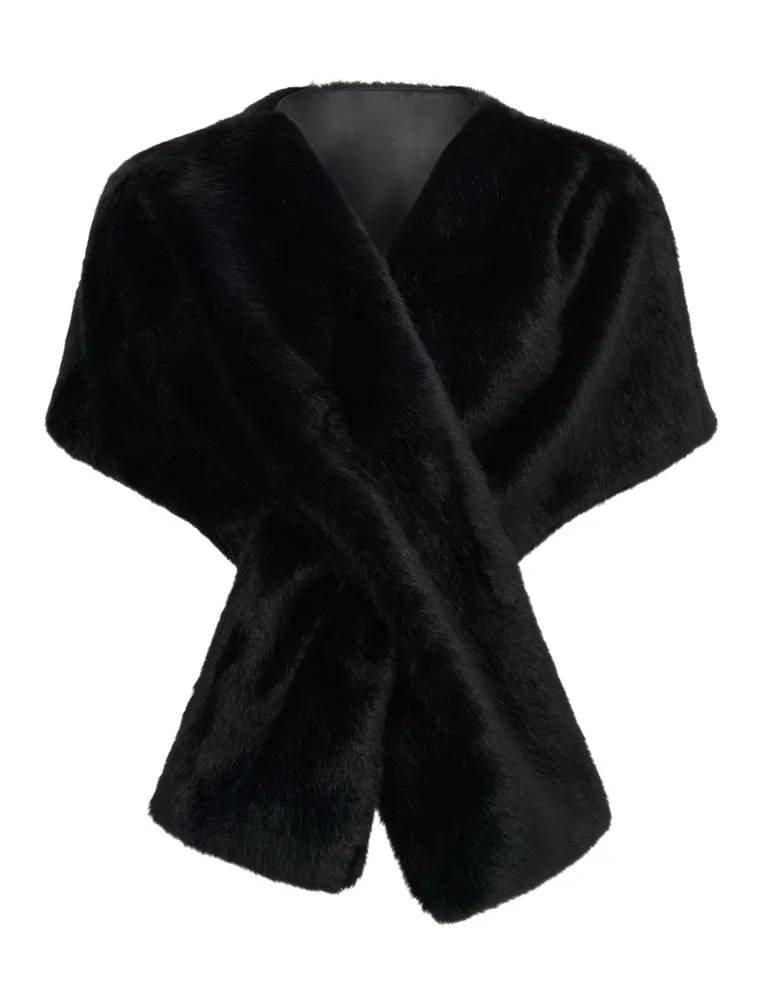Black faux fur stole deals