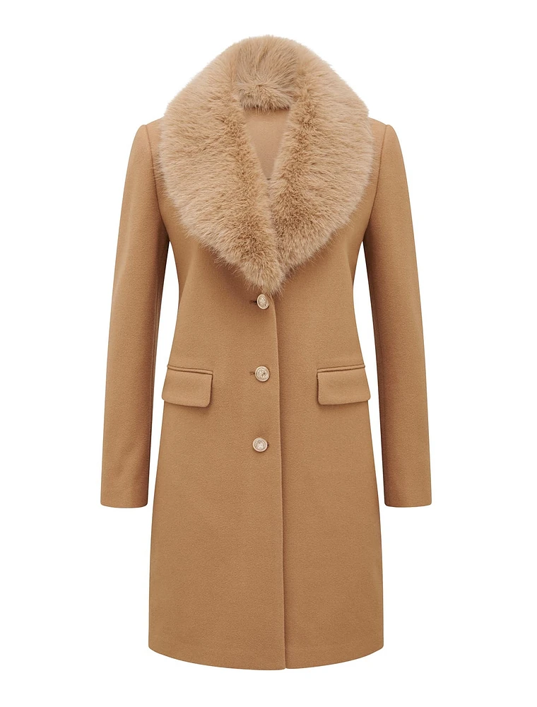 EverNew Lucinda Short Fur Collar Coat | Upper Canada Mall