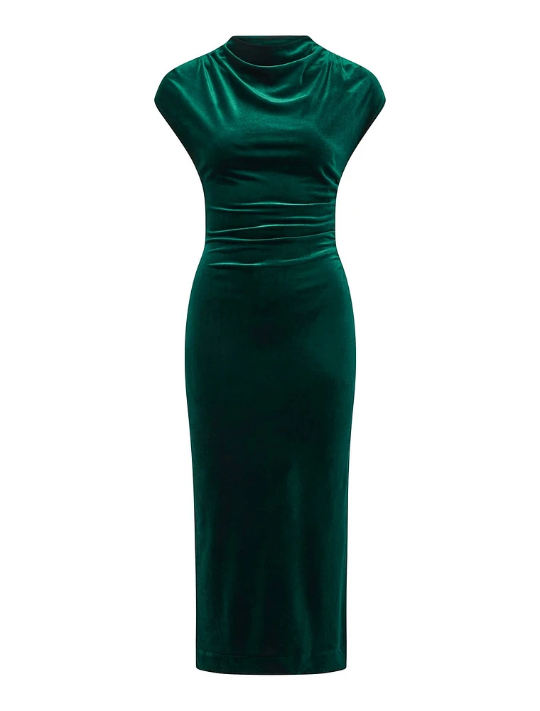 Green velvet bodycon dress clearance