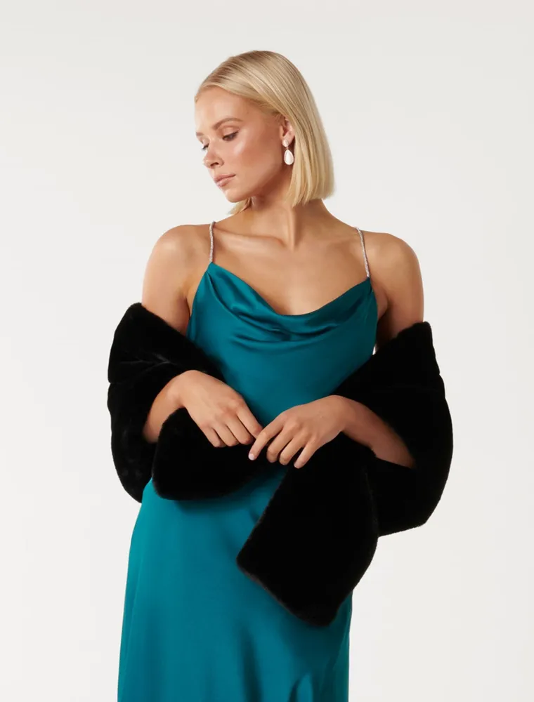 Sophia faux fur wrap top