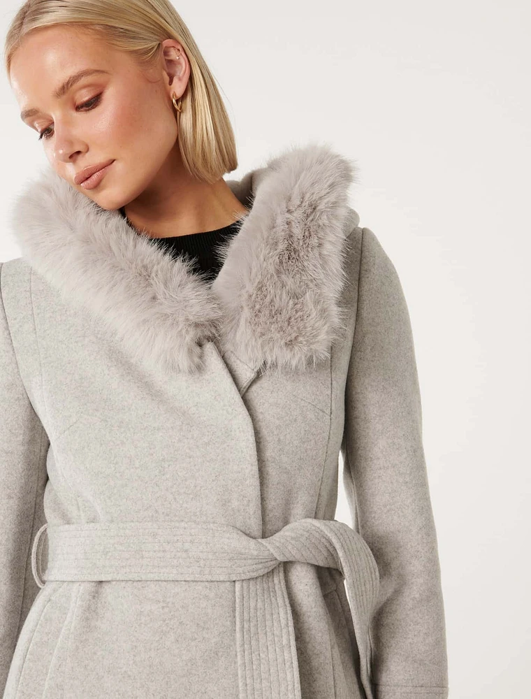Grey fur lined coat 2025