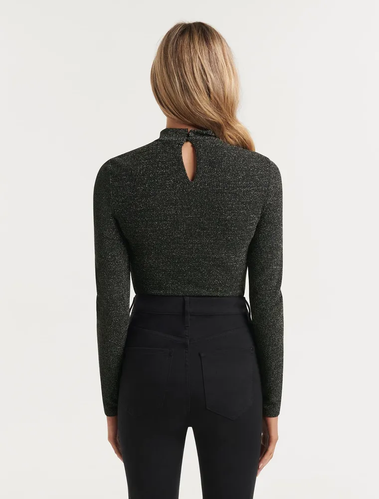 Ever New Gracie Glitter Turtleneck Top Square One