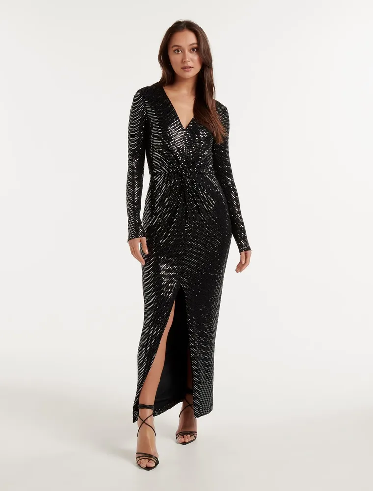 EverNew Larissa Metallic Twist Midi Dress | Square One