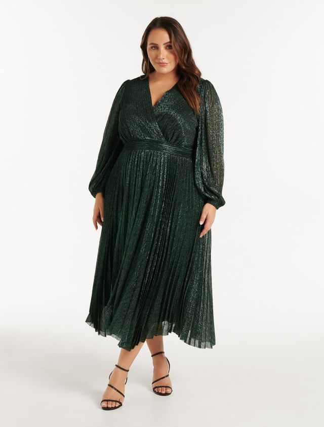 Ever New Sahara Curve Wrap Plisse Midi Dress | Metropolis at