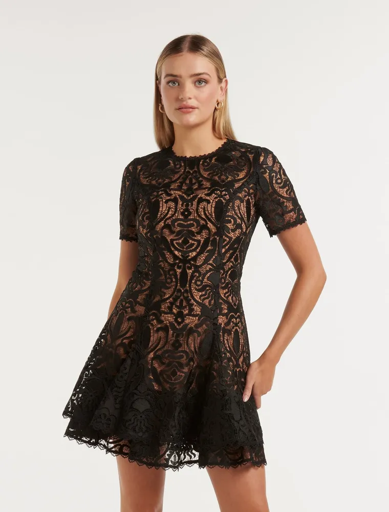 Ever New Cornelia Layered Lace Mini Dress Square One