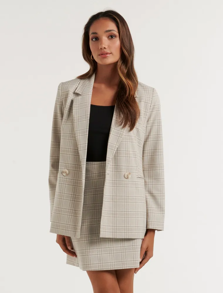 Petite checked outlet blazer