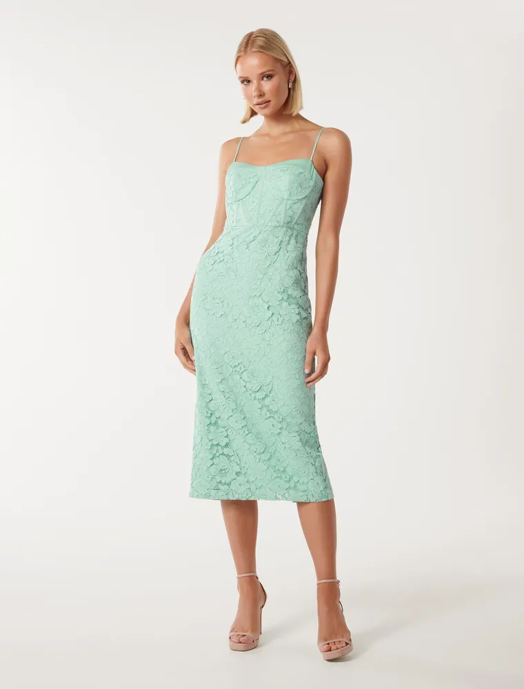 Missguided green lace outlet dress