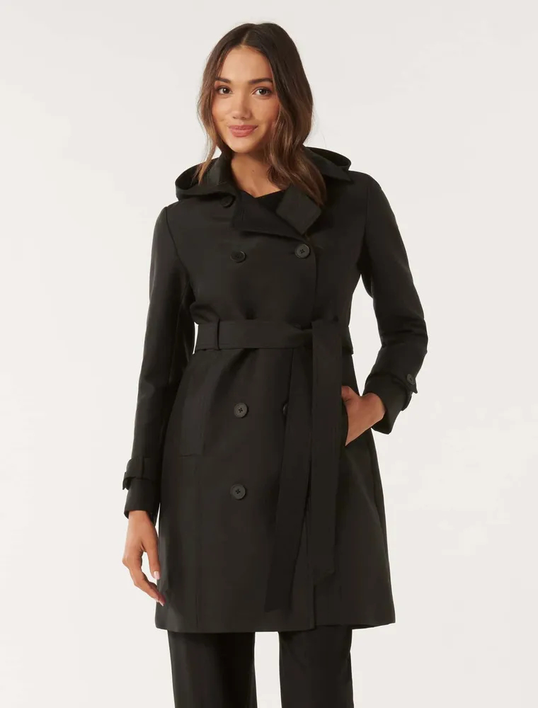 Rae Petite Hooded Trench Coat