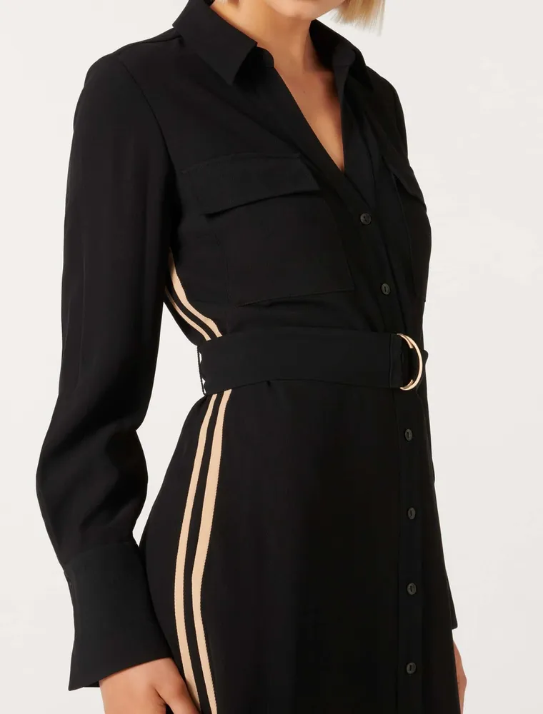 Black dress with side stripe sale