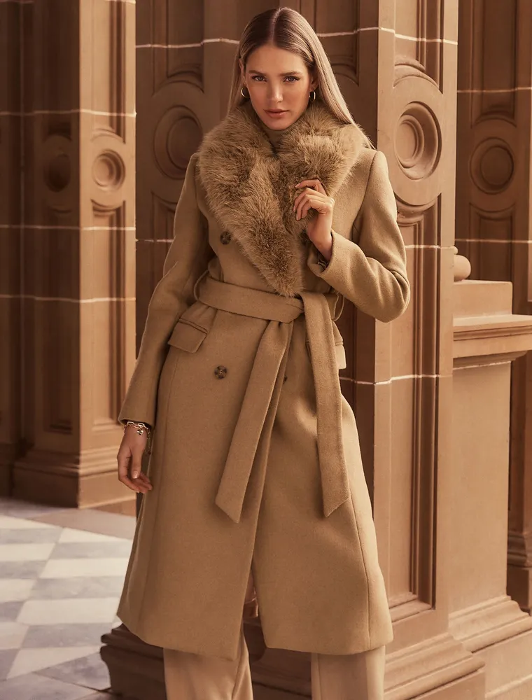 Ever New Frankie Faux Fur Collar Coat Square One
