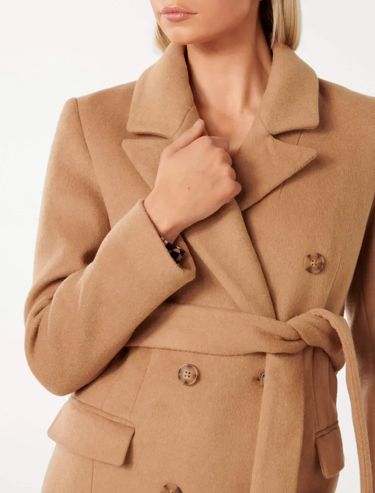 New look faux fur collar coat discount