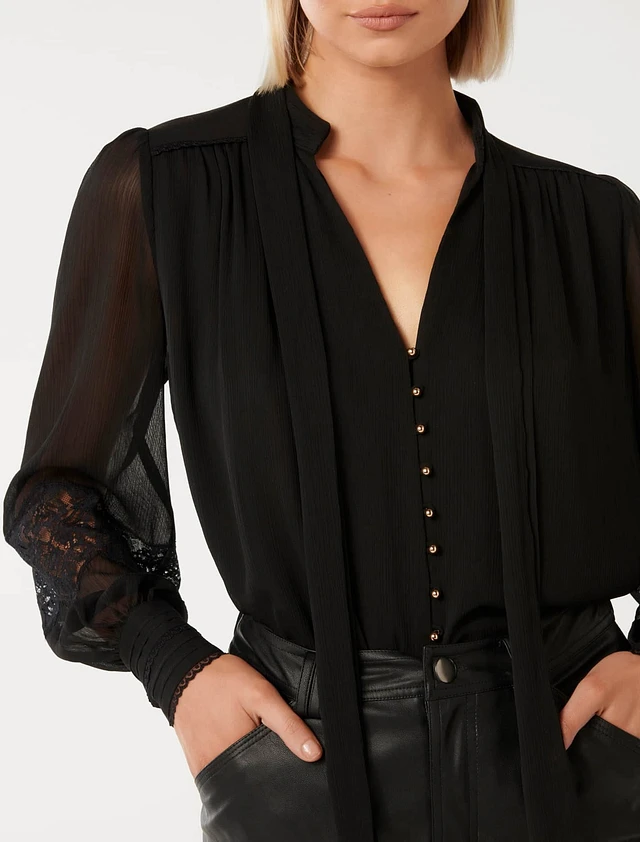 Ameri♥BRUSHED LACE VOLUME SLEEVE BLOUSE BRUSHED LACE VOLUME SLEEVE BLOUSE（シャツ/ブラウス）｜Ameri