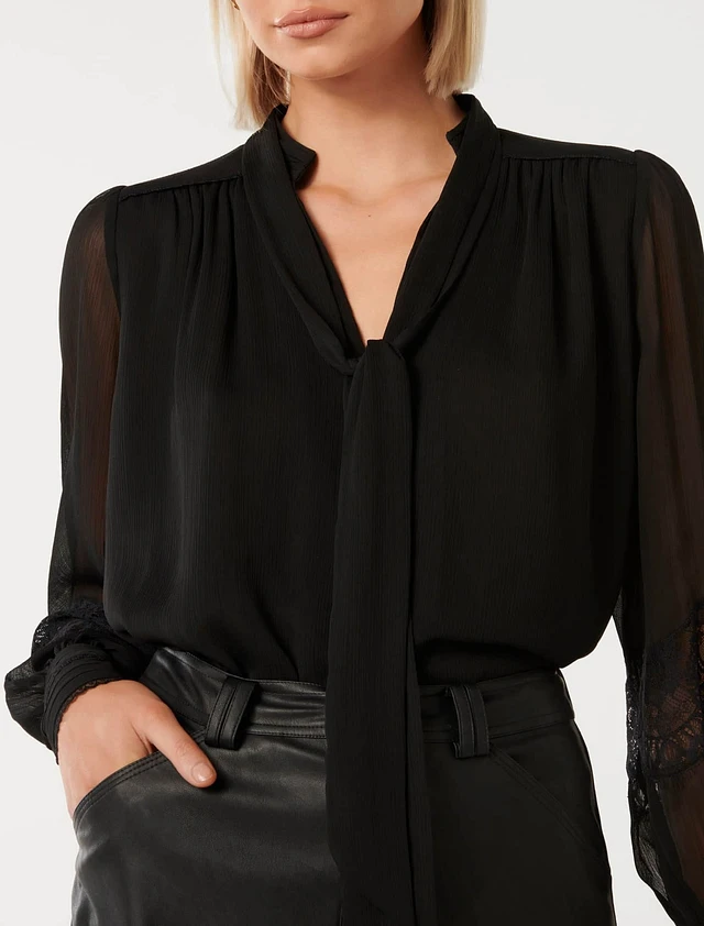 EverNew Lexi Lace-Sleeve Blouse | Hillcrest Mall