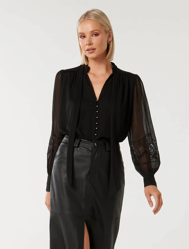 Ameri♥BRUSHED LACE VOLUME SLEEVE BLOUSE BRUSHED LACE VOLUME SLEEVE BLOUSE（シャツ/ブラウス）｜Ameri