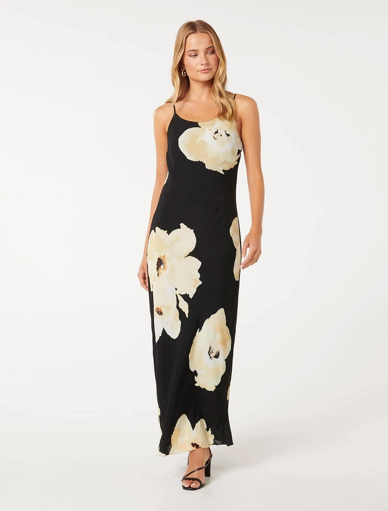 Black strappy slip dress online