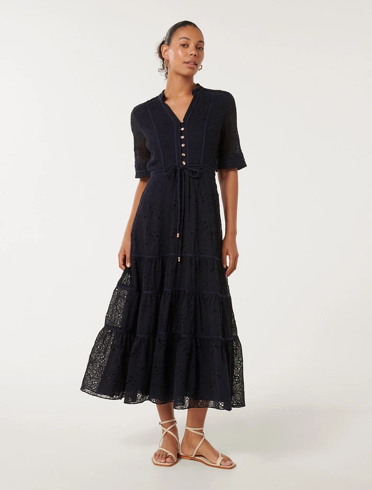 Embroidered short sleeve dress cheap
