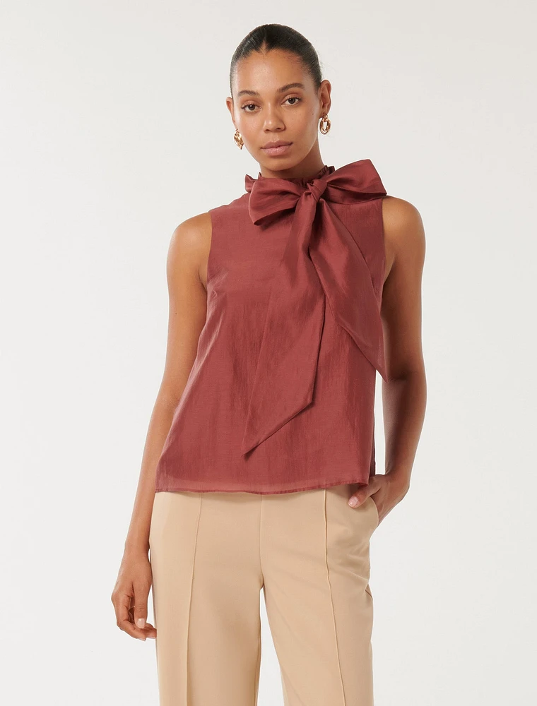 High neck tie top 2025