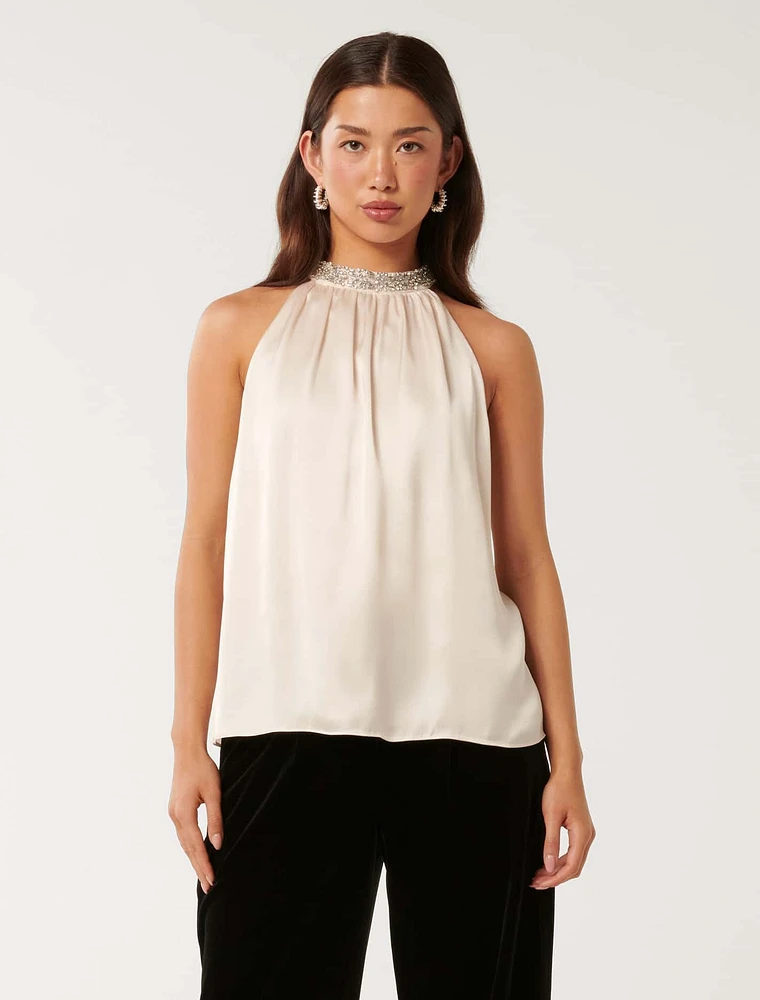 【EMIS】 HALTER NECK TANK TOP /追跡付 HALTER NECK TANK TOP-WHITE - EMIS