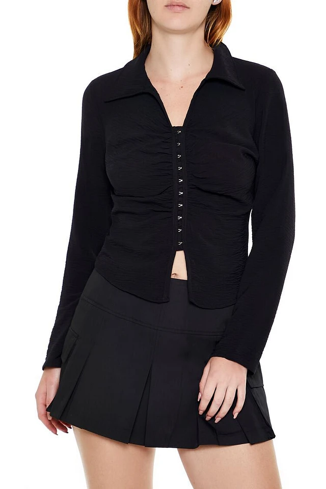 Forever 21 Women's Hook-and-Eye Crop Top in Black, S/M