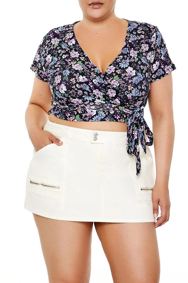 Forever 21 Plus Floral Wrap Crop Top | Arden Fair