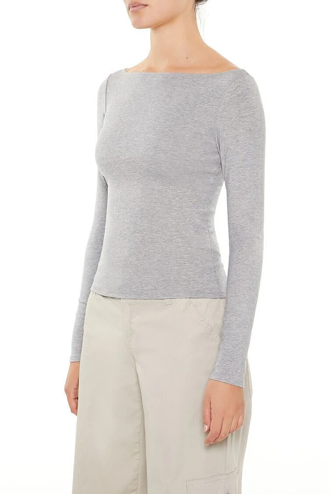 Express Supersoft Fitted Boat Neck Long Sleeve Tee | Arden Fair