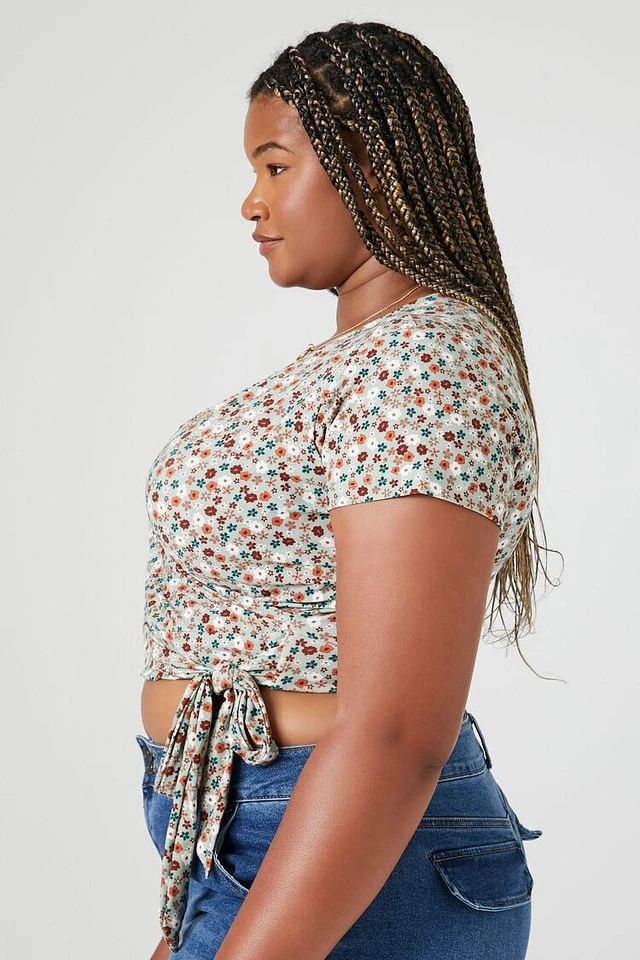 FOREVER 21 マーブル模様 クロップドトップ Forever 21 Plus Floral Wrap Crop Top | Arden Fair