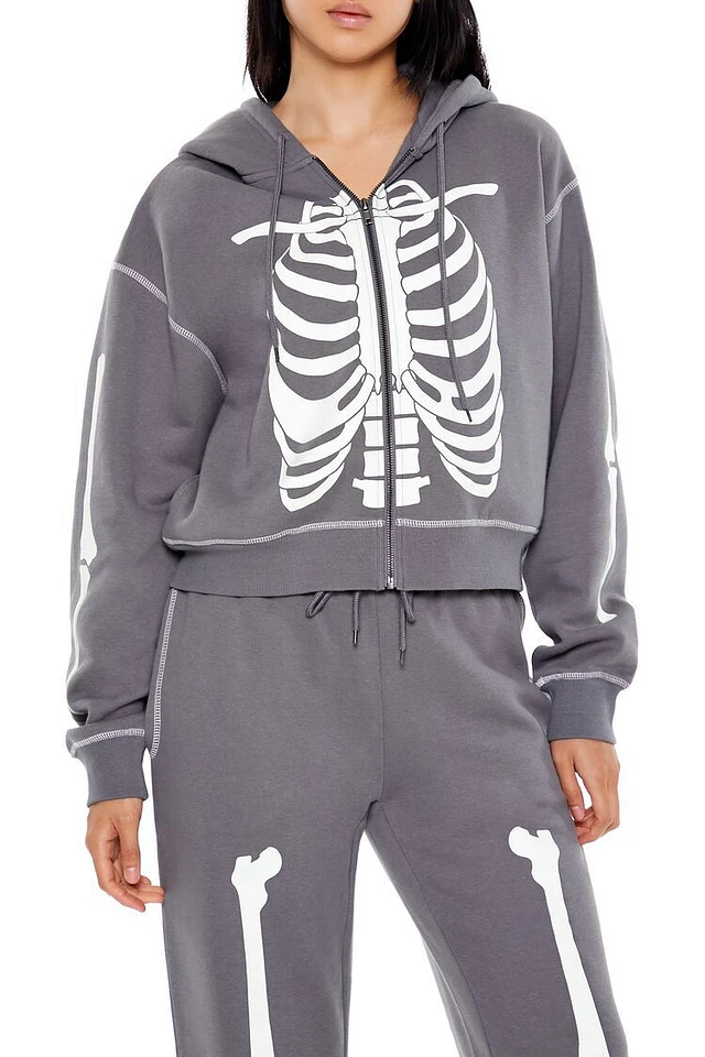 Forever 21 Skeleton Graphic Zip-Up Hoodie | MainPlace Mall