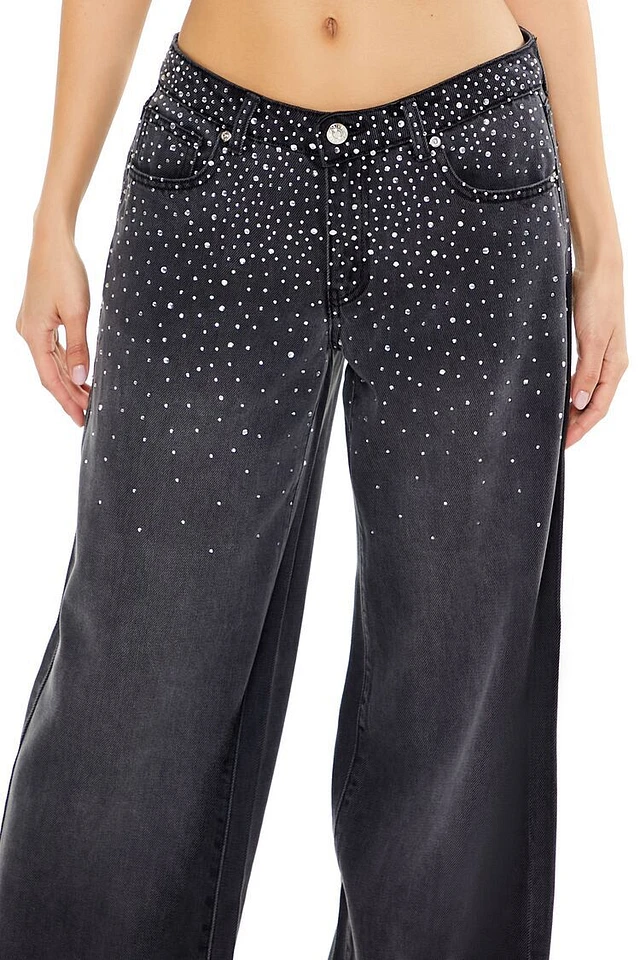 PacSun Tan Rhinestone Low Rise Baggy Carpenter Pants | Arden