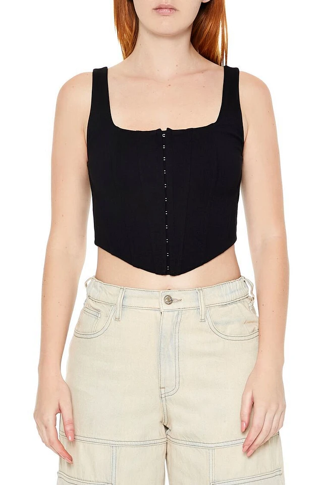 キャミソール HOOK EYE TOPS Black Hook And Eye Corset Top | Boohoo USA