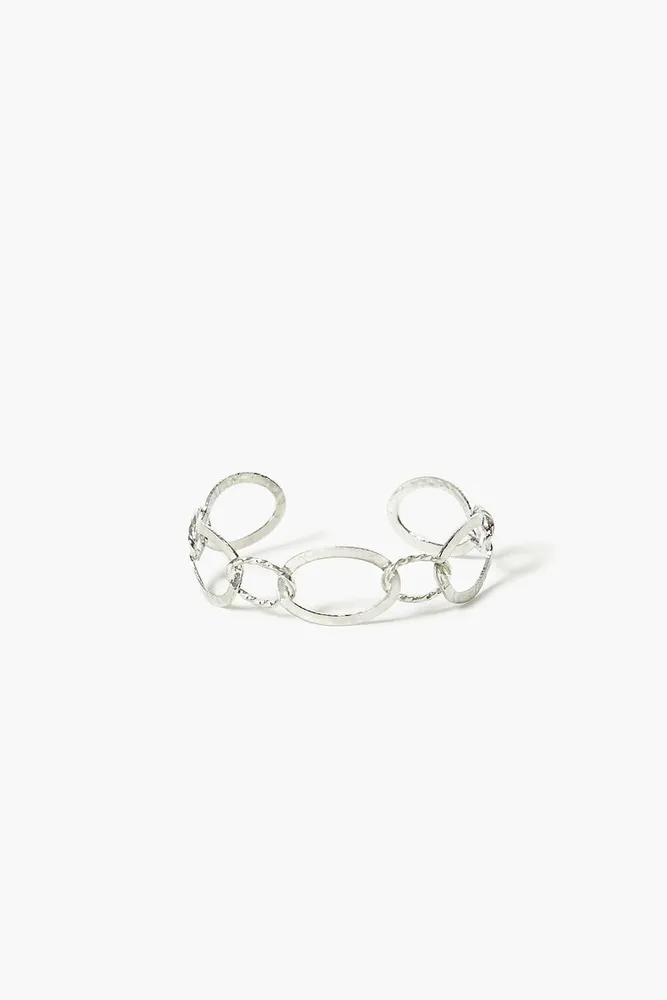 Forever 21 Women s Hammered Chain Cuff Bracelet in Silver
