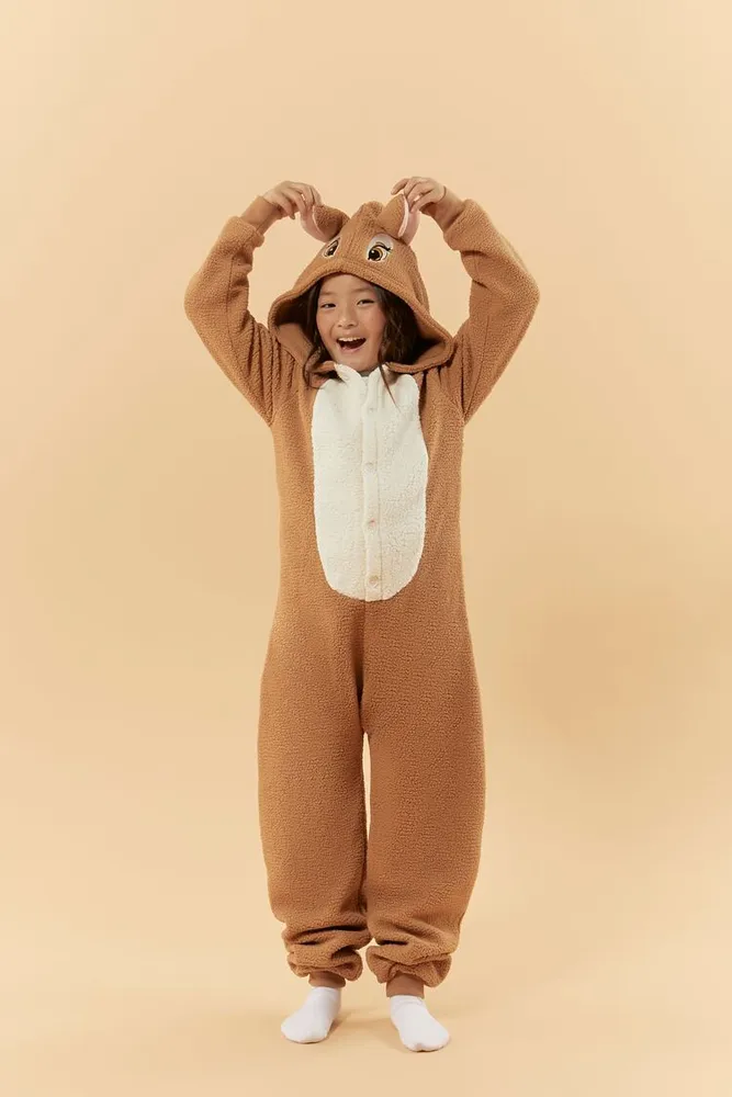 Forever 21 Girls Disney Bambi Pajama Jumpsuit Kids in Tan 11 12