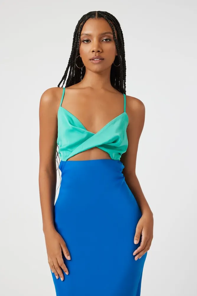 Forever 21 Women s Colorblock Twisted Cutout Midi Dress in