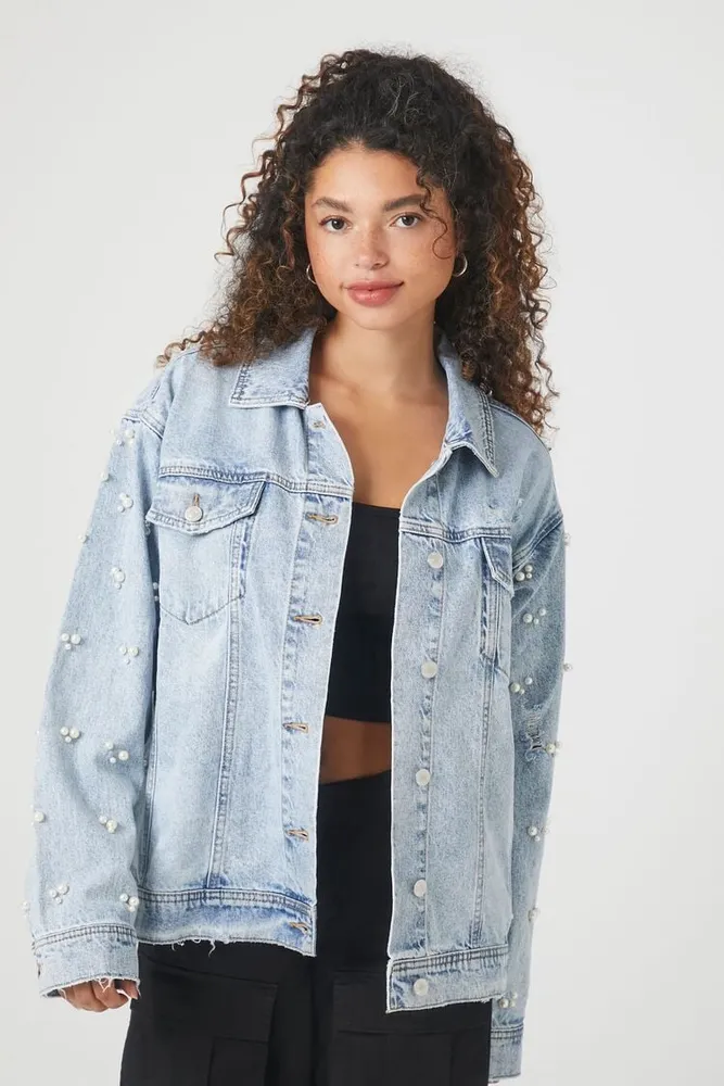 Jean jacket with clearance pearls forever 21
