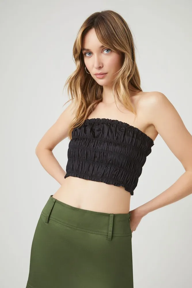 Smocked crop shop tube top