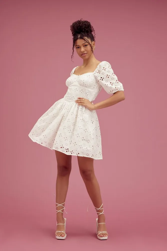 Eyelet fit and sales flare dress